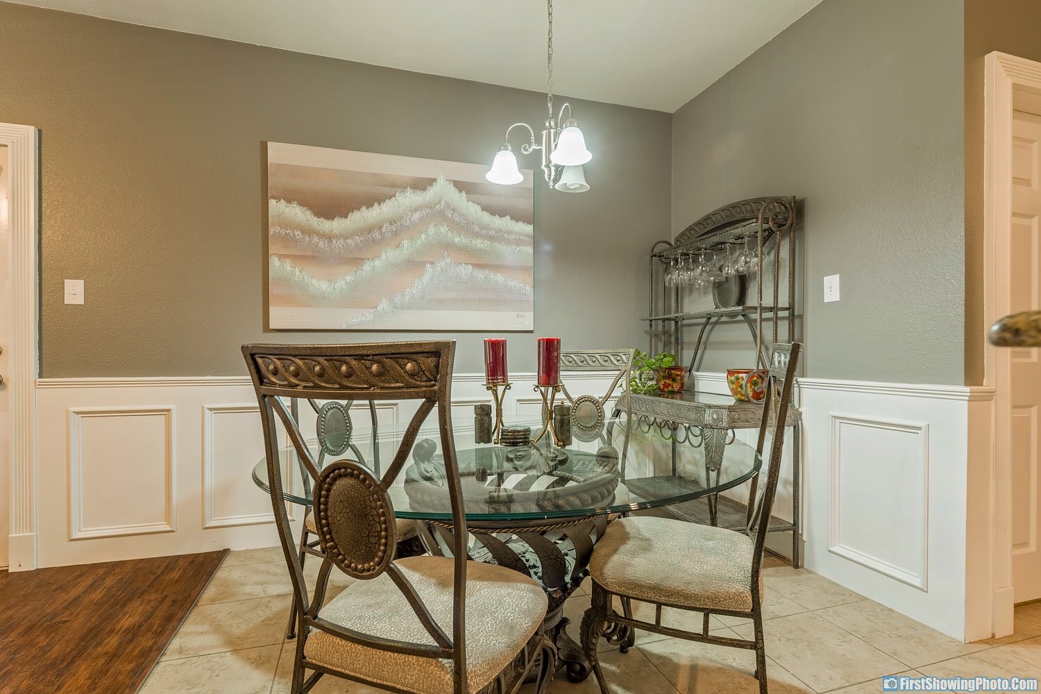 Formal dining room with chandelier